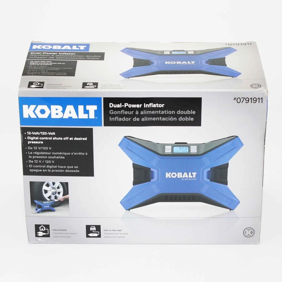 Compresor de aire portátil Kobalt 120v y 12v inflador bomba de neumáticos boquilla agujas 120  Foto 1 de 1