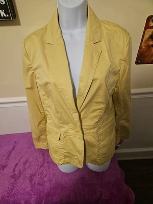Blazer Talbots Mujer Amarillo Un Botón Talla 12 Chaqueta Manga Larga Foto 1 de 4