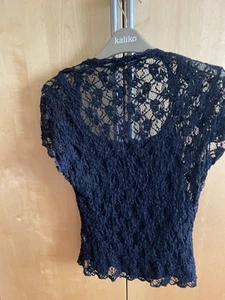 Precise Petite Women's (M) Black,Cap Sleeve, Scoop Neck, Lacy Top New No Tags - Picture 1 of 9