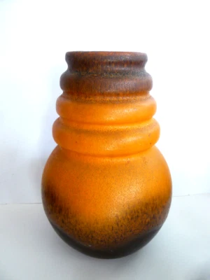 Keramik Vase FAT LAVA SCHEURICH W. Germany  orange /braun matt  H - 22cm - Bild 1 von 4