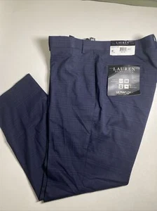 Lauren Ralph Lauren Ultraflex Pants 42x30 NWT Navy Blue Windowpane - Picture 1 of 8
