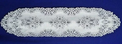 White Lace Table Runner Artistry 15" x 59" Livingroom Bedroom Diningroom Den - Image 1 of 4