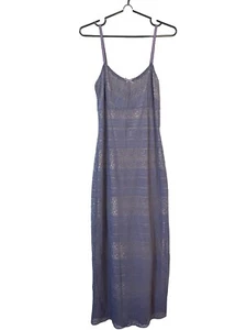 Vintage Laundry by Shelli Segal 1995 Purple Lace Stretch Maxi Dress Grunge 90s - Picture 1 of 7