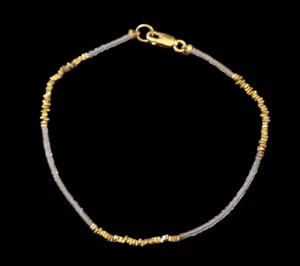 14k Yellow Gold 1/20 Gold Filled Dainty Seed Bead Size 6.5" Bracelet - Bild 1 von 7