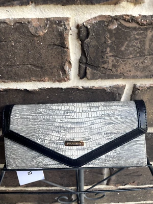 NUEVO CON ETIQUETAS $195 Cartera Brahmin Veronica Fairest Gris Gorra Blanca Cuero Gris Negro Marfil Foto 1 de 4