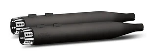 RC Components Black RCX Rouge 4" Slip On Mufflers Eclipse Tips Harley FLH - Picture 1 of 1