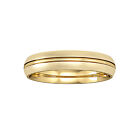 9ct Gold Jewelco London Court Groove Satin Brushed Band Wedding Ring 4mm