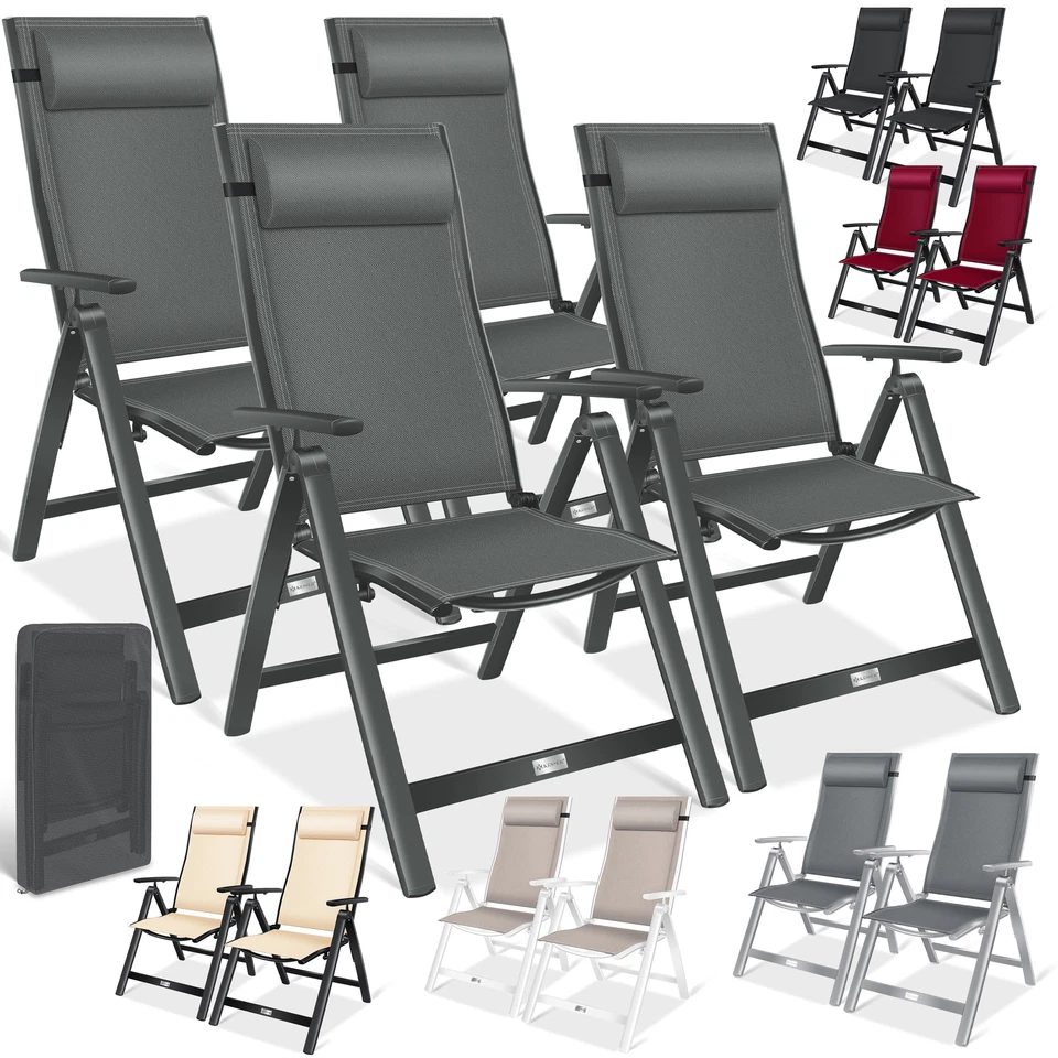 KESSER® Gartenstuhl Alu Klappstuhl + Armlehnen Kissen Balkonstuhl Camping Stuhl - Bild 1 von 1