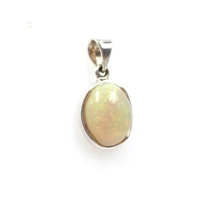 Ciondolo in argento 925 opale taglio ovale gioielli sterling 2,7 cm opale pie... - Immagine 1 di 4