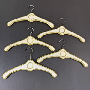 Lot of 5 MCM Hollywood White/Cream & Gold Wooden Clothes Hangers - West Germany - Picture 1 of 10