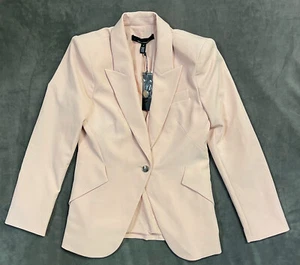 NWT WHITE HOUSE BLACK MARKET $220 WHBM PINK LACE-UP FLUID EDITOR BLAZER SZ 0 - Picture 1 of 3