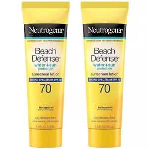 Neutrogena Beach Defense Sunscreen Lotion Broad Spectrum SPF 70, 1 Fl Oz - 2 Pk - Picture 1 of 3