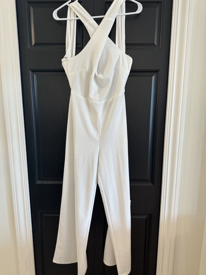 Macacão branco tamanho grande Joe & Elle calça Halter roupa sexy de férias! - Imagem 1 de 4