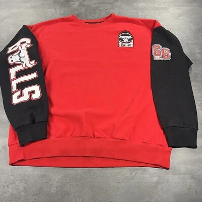 Chicago Bulls Sweatshirt Men Large Red Black NBA Basketball Mascot Logo Benny - Image 1 of 4