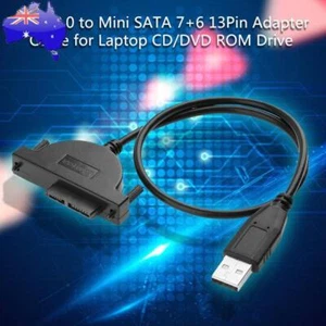 USB 2.0 to Mini SATA 7+6 13Pin Adapter Cable for Laptop CD/DVD ROM Drive - Afbeelding 1 van 8