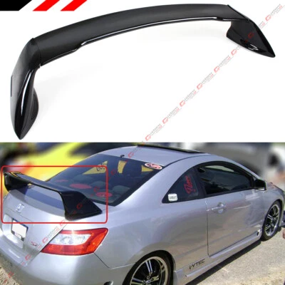 FOR 06-11 8TH GEN HONDA CIVIC 2DR COUPE GLOSSY BLACK MUG RR STYLE TRUNK SPOILER - Image 1 of 4