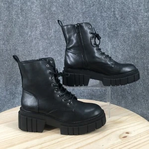 Madden Girl Boots Womens 8.5 M Philly PHIL01J1 Black Faux Leather Thick Sole - Picture 1 of 16