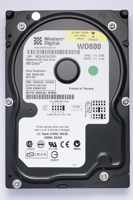 WD Caviar 80GB IDE Desktop Hard Drive Model WD800JB-00FMA0 P/N WD800JB-00FMA0 - Image 1 of 2