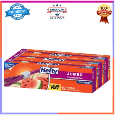 Bolsas de almacenamiento deslizantes Jumbo de 2,5 galones - 45 unidades, resistentes a fugas, sin BPA Foto 1 de 4