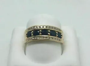 3Ct Oval Cut Blue Sapphire & Diamond Engagement Ring 14K Yellow Gold Finish - Picture 1 of 5