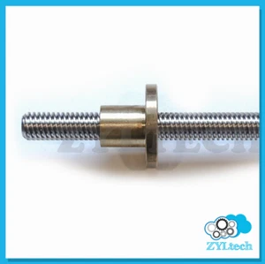 12mm T12x8 Gewindespindel Trapez ACME Gewindespindel mit Messingmutter bis 1m - Bild 1 von 4