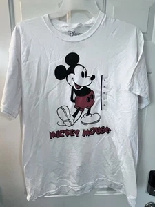 Mens Disney Mickey Mouse Front & Back Image Graphic T-shirt Size Large White New - Picture 1 of 3