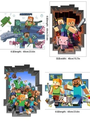 Minecraft Run Away 3D Wandtattoos Kinderzimmer Dekorieren Wasserdichte Aufkleber - Image 1 of 4