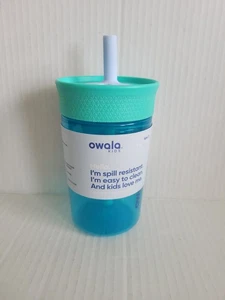 Owala Kids 15oz Spill Resistant Cup Aqua Blue with Straw BPA Free Toddler Drink - Picture 1 of 5
