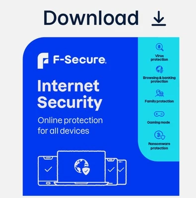 F-Secure Internet Security und Scam Prevention 5 Geräte für 2 Jahre - MwSt. Ausweis - Bild 1 von 3