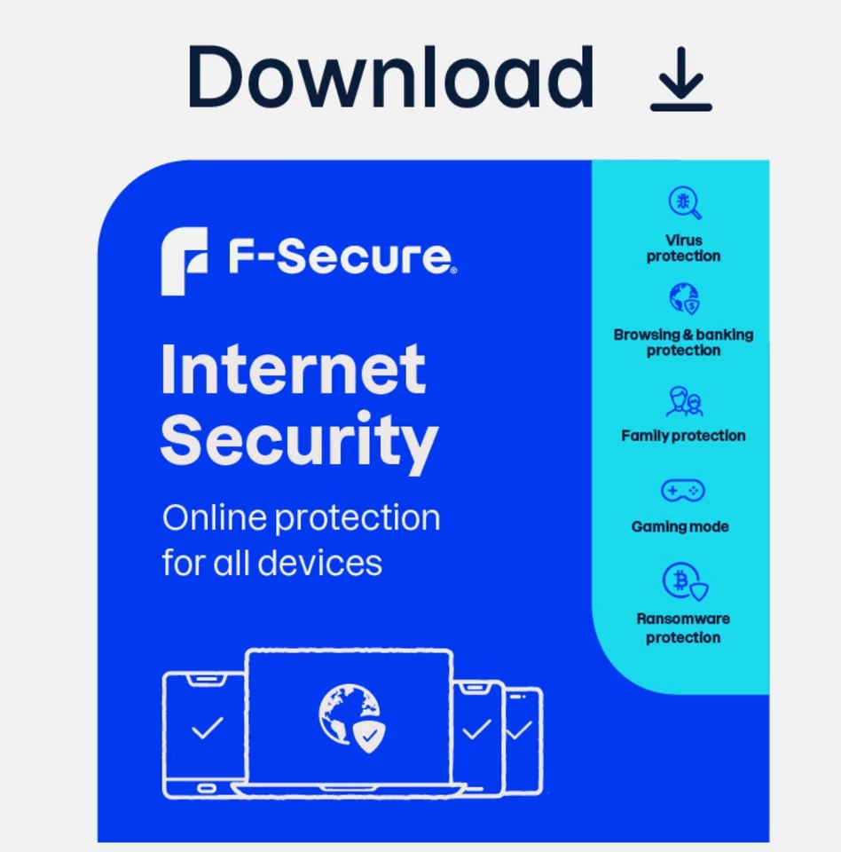 F Secure Internet Security And Scam Prevention 5 Devices For 2 Years - VAT Reg - Image 1 of 3