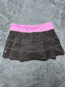 Lululemon Pace Rival Skirt II Heathered Texture grey Deep Coal Vintage Pink Sz 6 - Picture 1 of 17