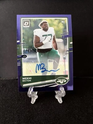 Mekhi Becton 2020 Donruss Optic RC #120 Purple Stars Prizm Autograph #34/35 SSP - Image 1 of 2
