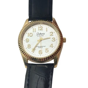 Reloj de cuarzo para hombre Galaxie by Elgin 36 mm tono dorado/plateado WR - batería nueva de colección - Imagen 1 de 9