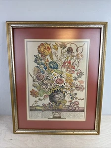 Vintage Print Robert Furber 12 Months of Flowers March Framed 17.5 x 21.5 inches - Picture 1 of 17