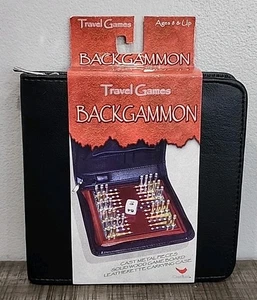 Cardinal Travel Games Backgammon Cast Metal Pieces Zipper Leatherette Case NEW - Picture 1 of 7