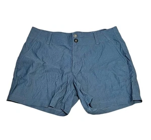 prAna Alana Shorts Women Size 12 Blue Mid Rise Outdoor Flat Front Hiking Casual - Picture 1 of 8