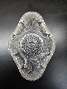 Millersburg Hobstar & mattierte Feder klar 10" ovale Schale - Bild 1 von 4