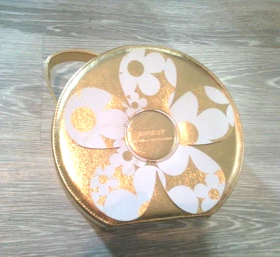 MARC JACOBS DAISY Gold White Makeup Cosmetic Zippered Box Bag Floral Hard Case - Image 1 of 3