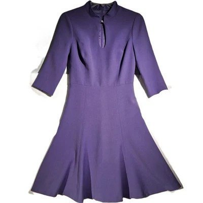 WHBM Dress  sz 0  Dusty Lilac/Lavender  Fit  Flare  3/4 sleeve  Keyhole neck NEW - Image 1 of 4