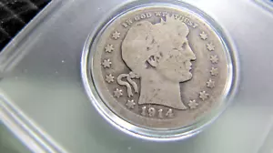 1914-D BARBER QUARTER VG BETTER DATE FREE SHIPPING - Picture 1 of 2