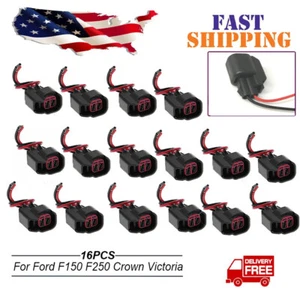 16Pcs Fuel Injector Pigtail Connectors For Ford F150 F250 Crown Victoria Mustang - Foto 1 di 9