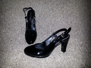 LAUREN by Ralph Lauren-Maegan-Black Patent Leather Slingback Heels-Size 7B-NWOB - Picture 1 of 7
