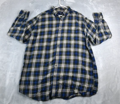 Croft & Barrow Shirt Mens 2XLT Blue Gray Plaid Button Down Long Sleeve - Image 1 of 4