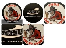 1999 TOPEKA SCARECROWS CHL PLAYOFFS VINTAGE LINDSAY OFFICIAL GAME PUCK CANADA