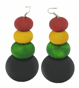 "Pendientes circulares de madera colgantes de aro rasta para mujer Tiger Smile de 5" - Imagen 1 de 1