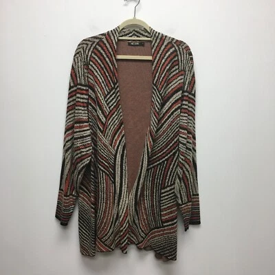 Nic+Zoe Womens Beige Lovely Printed Long Boho Winter Open Front Cardigan 3X - Image 1 of 4