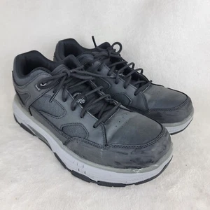 Skechers Work Men Black Leather Max Stout ST Alloy Toe Slip Resistant Work Shoes - Picture 1 of 9