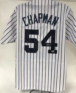 Aroldis Chapman Signed Autographed New York XL Pinstripe Baseball Jersey : BAS - Picture 1 of 3