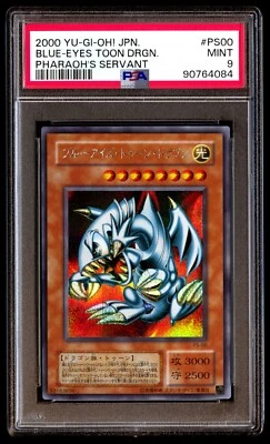 PSA 9 Mint Blue-Eyes Toon Dragon PS-00 Pharaoh's Servant 2000 Japanese Card - Image 1 of 2