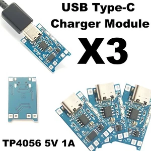 3 X TP4056 USB-C 5V 1A 18650 Lithium Li-Ion Micro Battery Charger Module Solar  - Picture 1 of 12